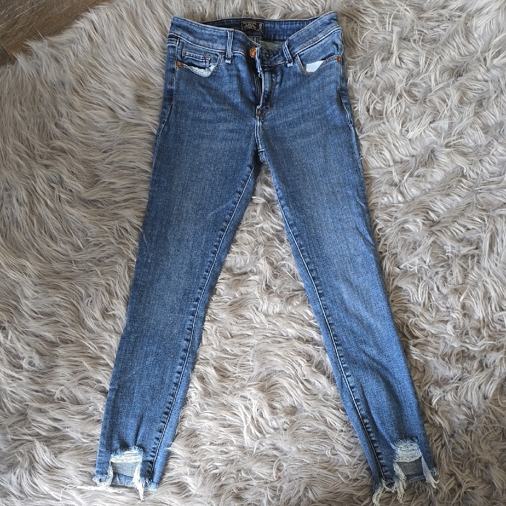 Abercrombie & Fitch Medium Blue Distressed Skinny Jeans